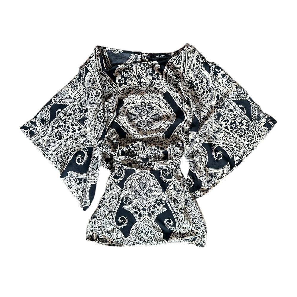 Ark & Co womens small black & white bohemian shift dress - Picture 7 of 11